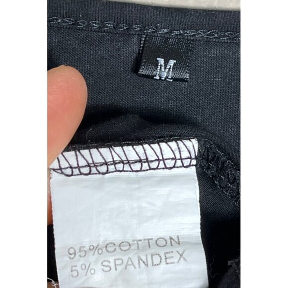 Black Jersey Knit Dress Fit Flare Midi Comfy Casual Cotton Pockets Basic Women S - Picture 3 of 9